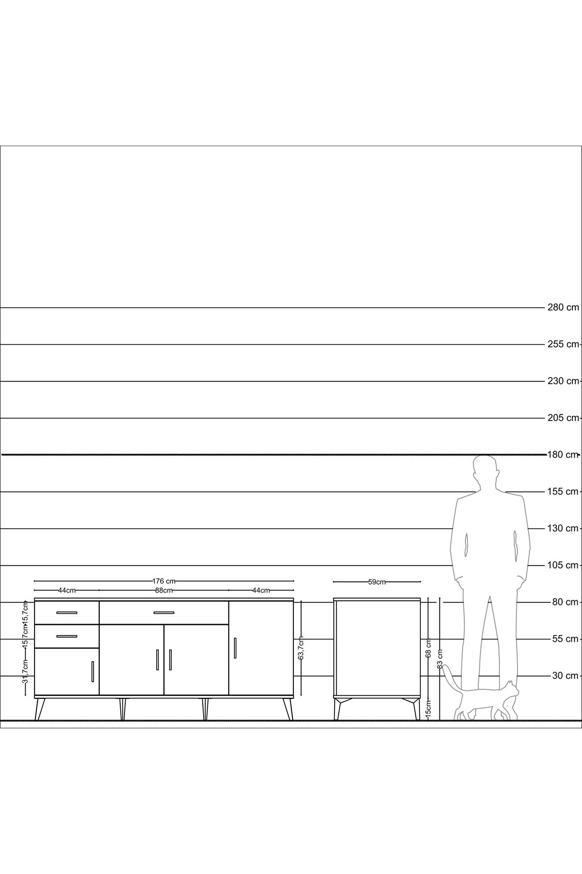 Kronos Konsol 3 Raflı 3 Çekmeceli 4 Kapaklı 176x59x83 - S610M025V09C
