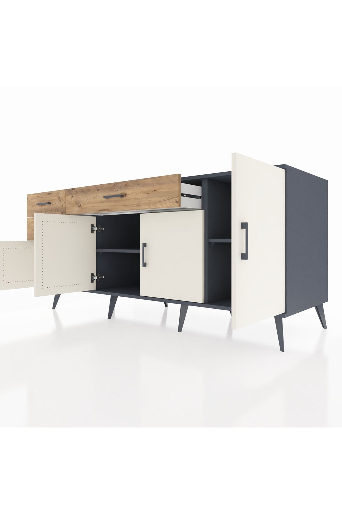 Kronos Konsol 3 Raflı 3 Çekmeceli 4 Kapaklı 176x59x83 - S610M025V15C