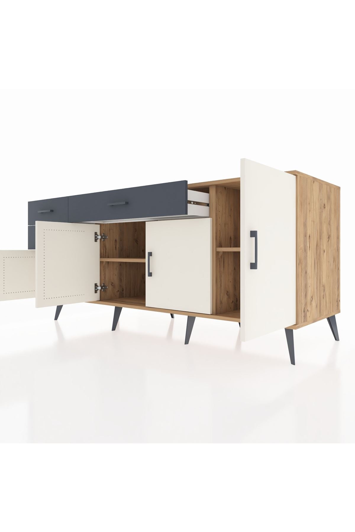 Kronos Konsol 3 Raflı 3 Çekmeceli 4 Kapaklı 176x59x83 - S610M025V23C