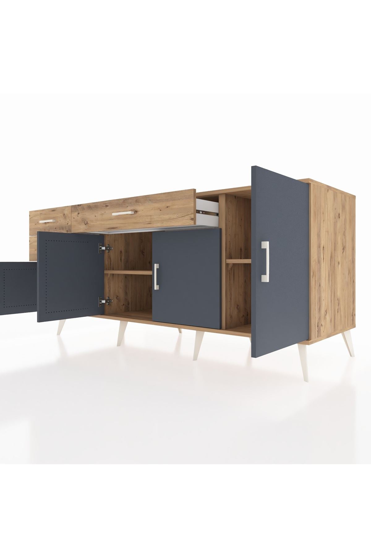 Kronos Konsol 3 Raflı 3 Çekmeceli 4 Kapaklı 176x59x83 - S610M025V27C