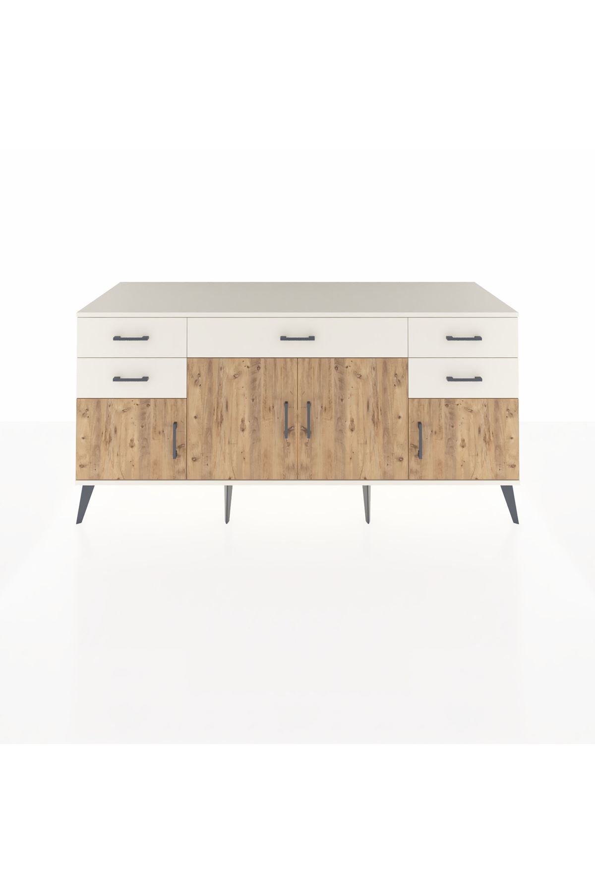 Kronos Konsol Tek Raflı 5 Çekmeceli 4 Kapaklı 176x59x83 - S610M026V01C