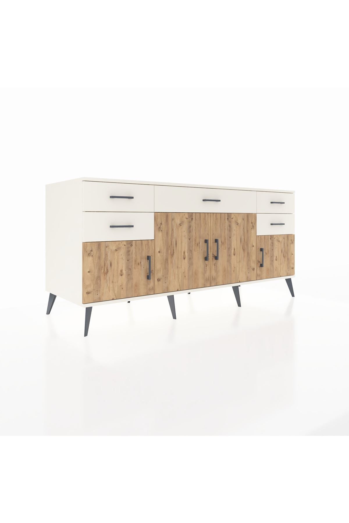 Kronos Konsol Tek Raflı 5 Çekmeceli 4 Kapaklı 176x59x83 - S610M026V01C