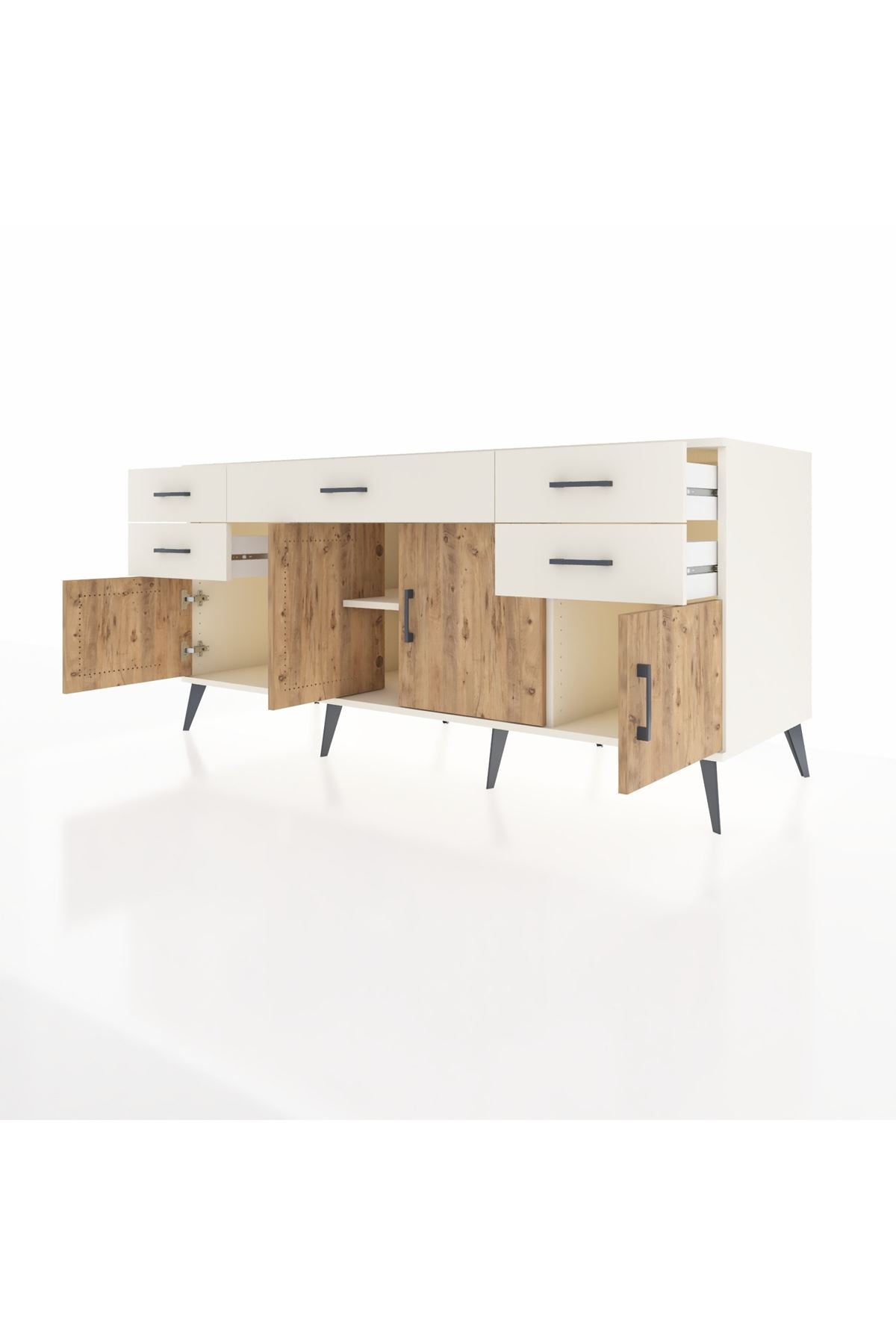 Kronos Konsol Tek Raflı 5 Çekmeceli 4 Kapaklı 176x59x83 - S610M026V01C