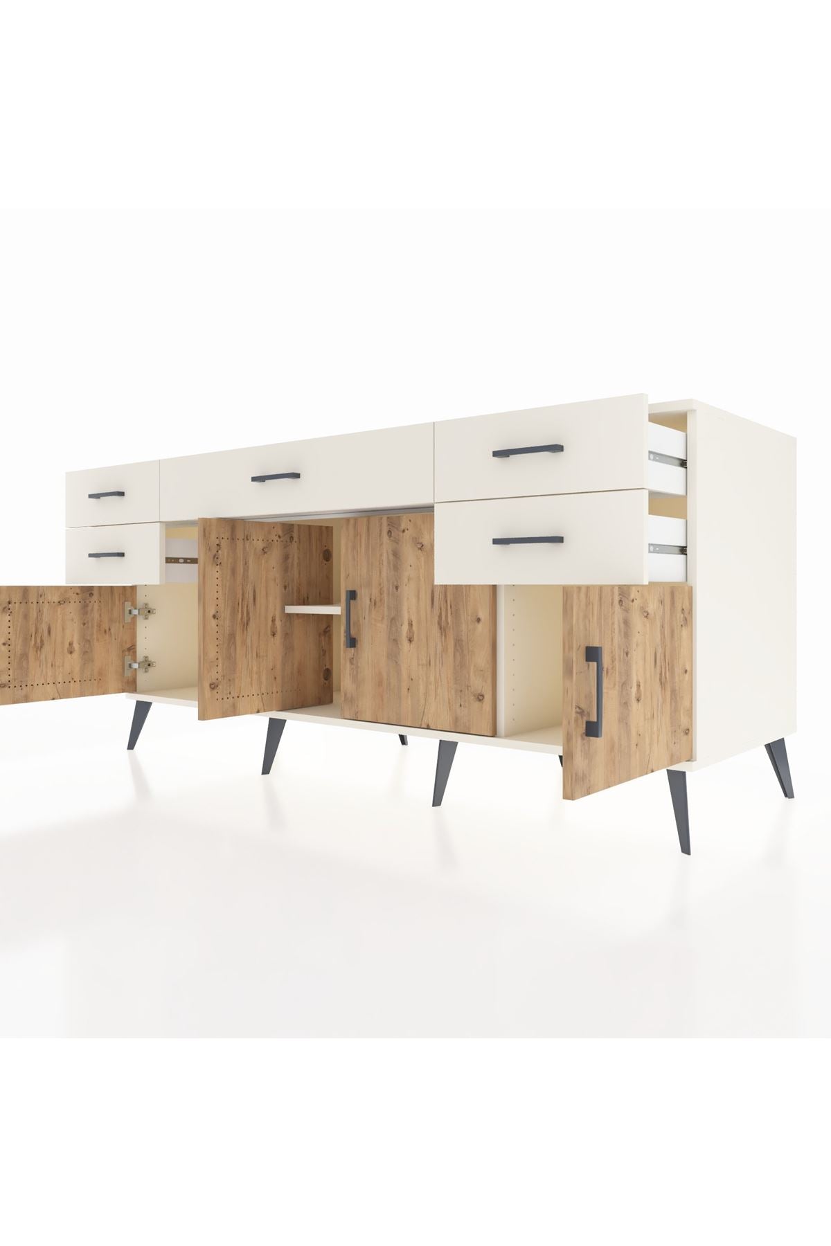 Kronos Konsol Tek Raflı 5 Çekmeceli 4 Kapaklı 176x59x83 - S610M026V01C