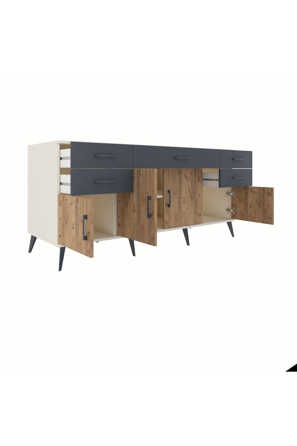 Kronos Konsol Tek Raflı 5 Çekmeceli 4 Kapaklı 176x59x83 - S610M026V02C