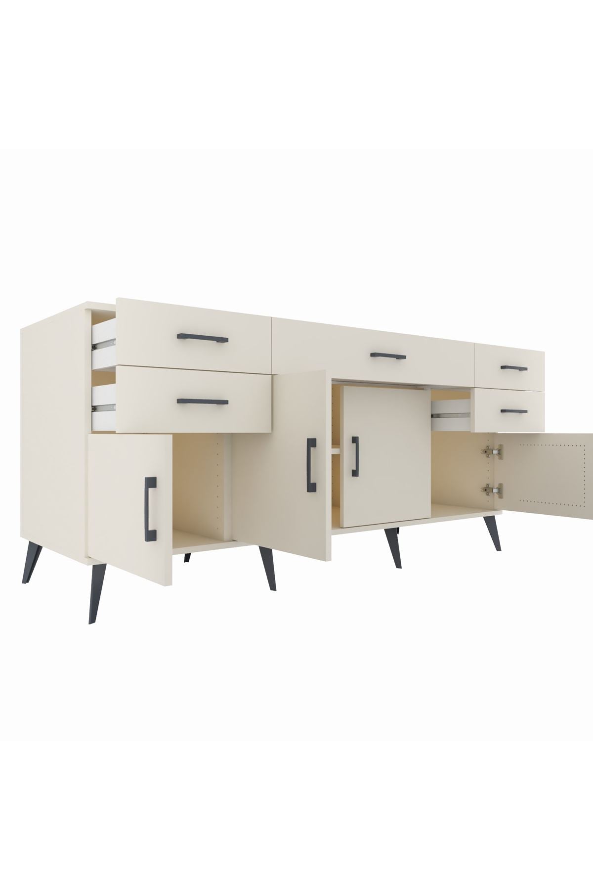 Kronos Konsol Tek Raflı 5 Çekmeceli 4 Kapaklı 176x59x83 - S610M026V04C