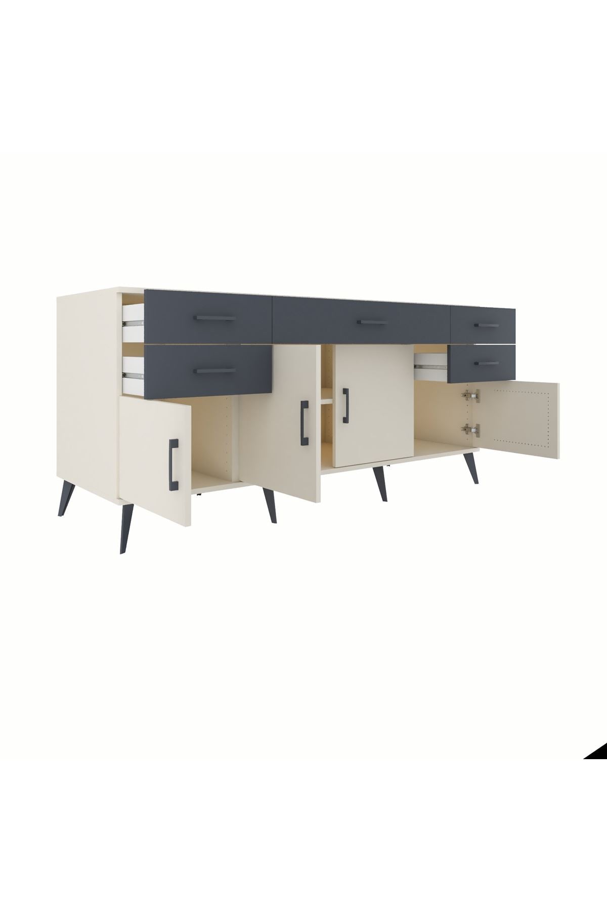 Kronos Konsol Tek Raflı 5 Çekmeceli 4 Kapaklı 176x59x83 - S610M026V05C