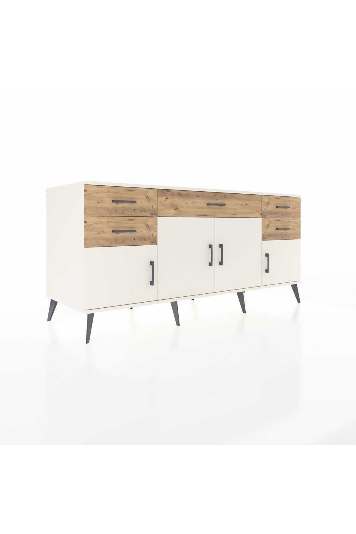 Kronos Konsol Tek Raflı 5 Çekmeceli 4 Kapaklı 176x59x83 - S610M026V06C