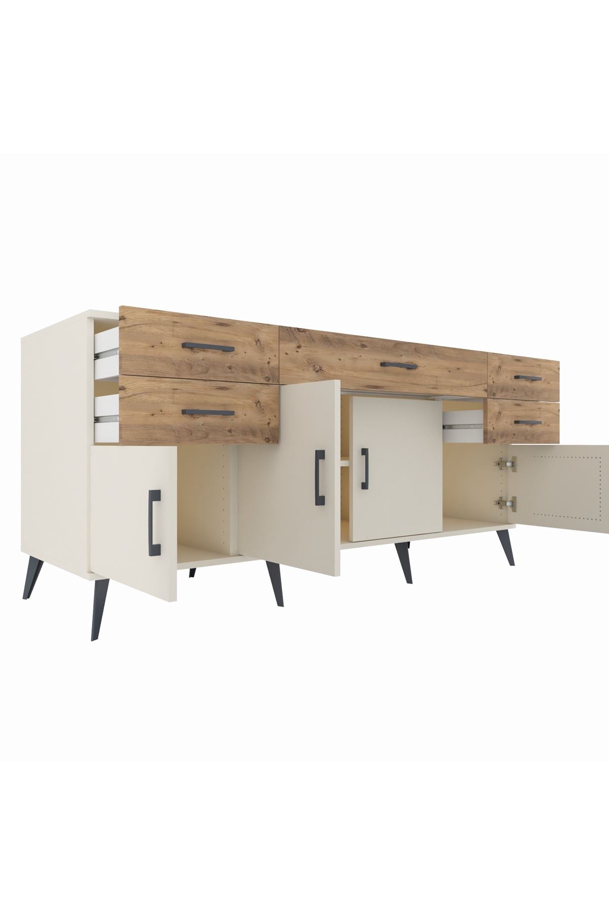 Kronos Konsol Tek Raflı 5 Çekmeceli 4 Kapaklı 176x59x83 - S610M026V06C