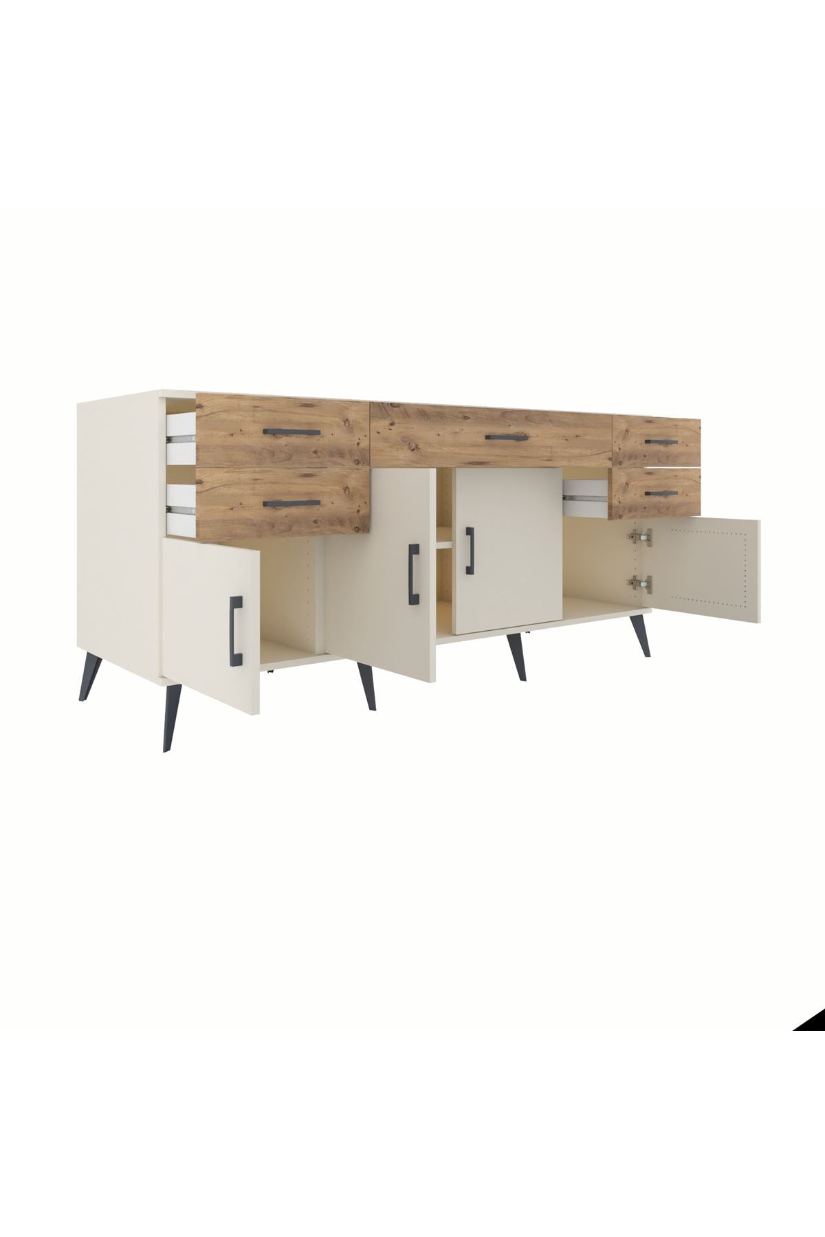 Kronos Konsol Tek Raflı 5 Çekmeceli 4 Kapaklı 176x59x83 - S610M026V06C