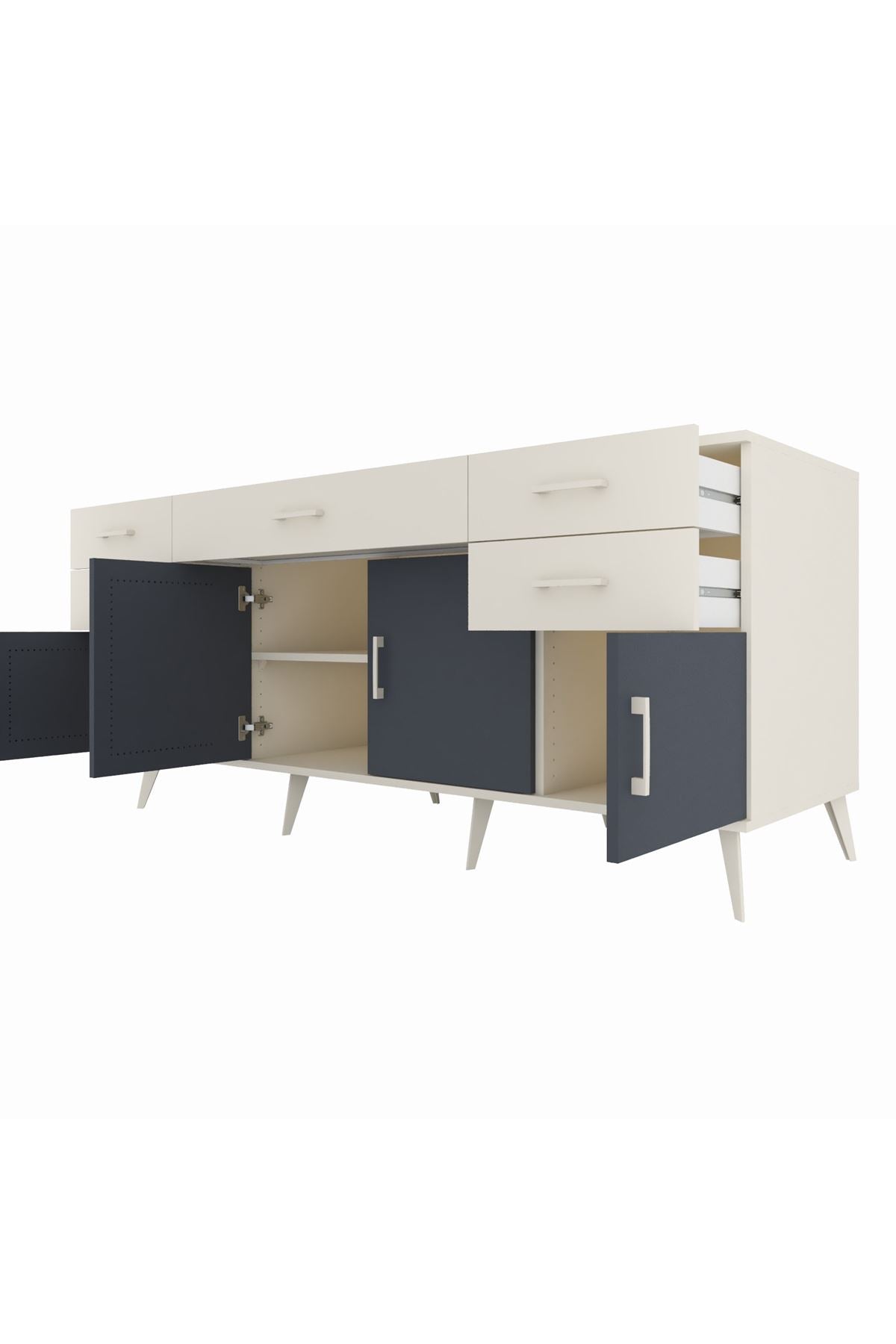 Kronos Konsol Tek Raflı 5 Çekmeceli 4 Kapaklı 176x59x83 - S610M026V07C