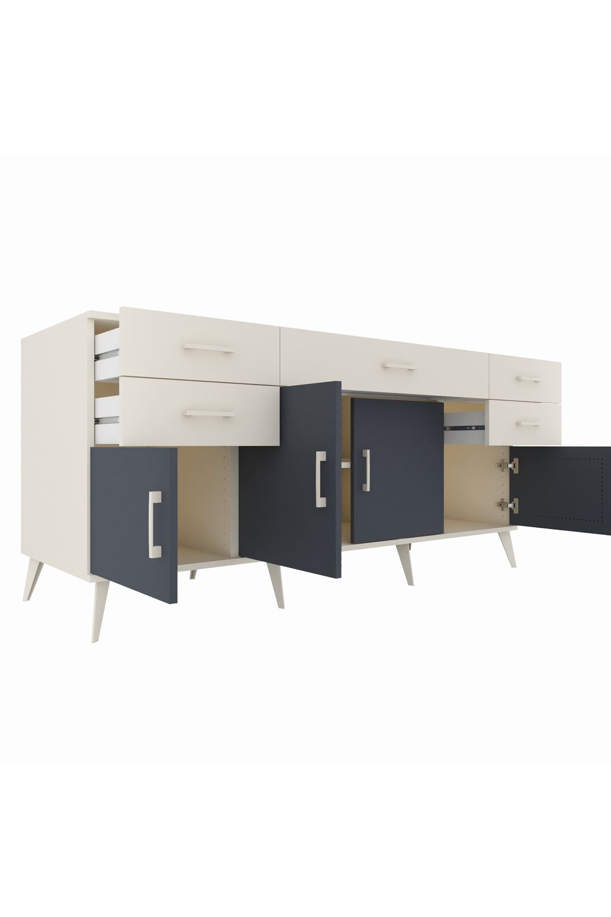 Kronos Konsol Tek Raflı 5 Çekmeceli 4 Kapaklı 176x59x83 - S610M026V07C