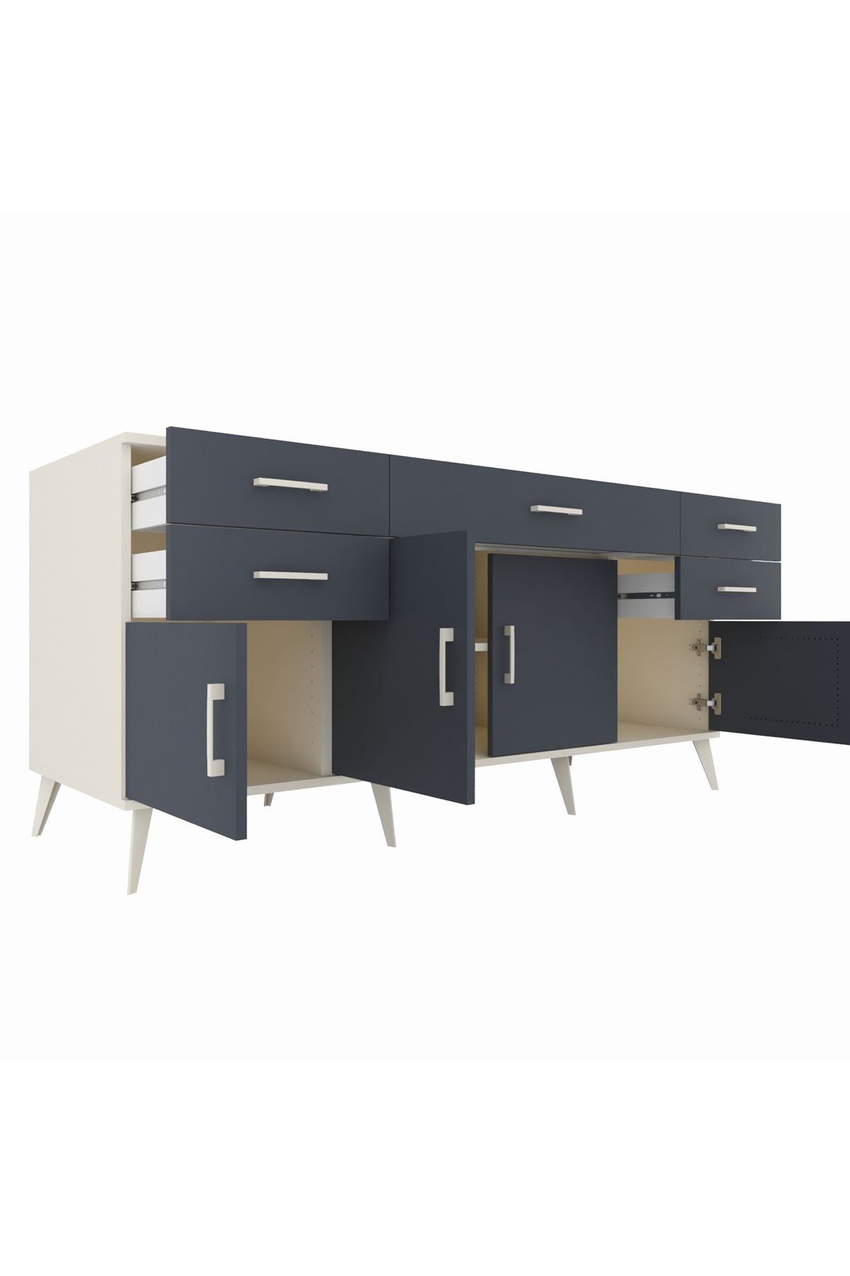 Kronos Konsol Tek Raflı 5 Çekmeceli 4 Kapaklı 176x59x83 - S610M026V08C