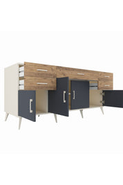 Kronos Konsol Tek Raflı 5 Çekmeceli 4 Kapaklı 176x59x83 - S610M026V09C