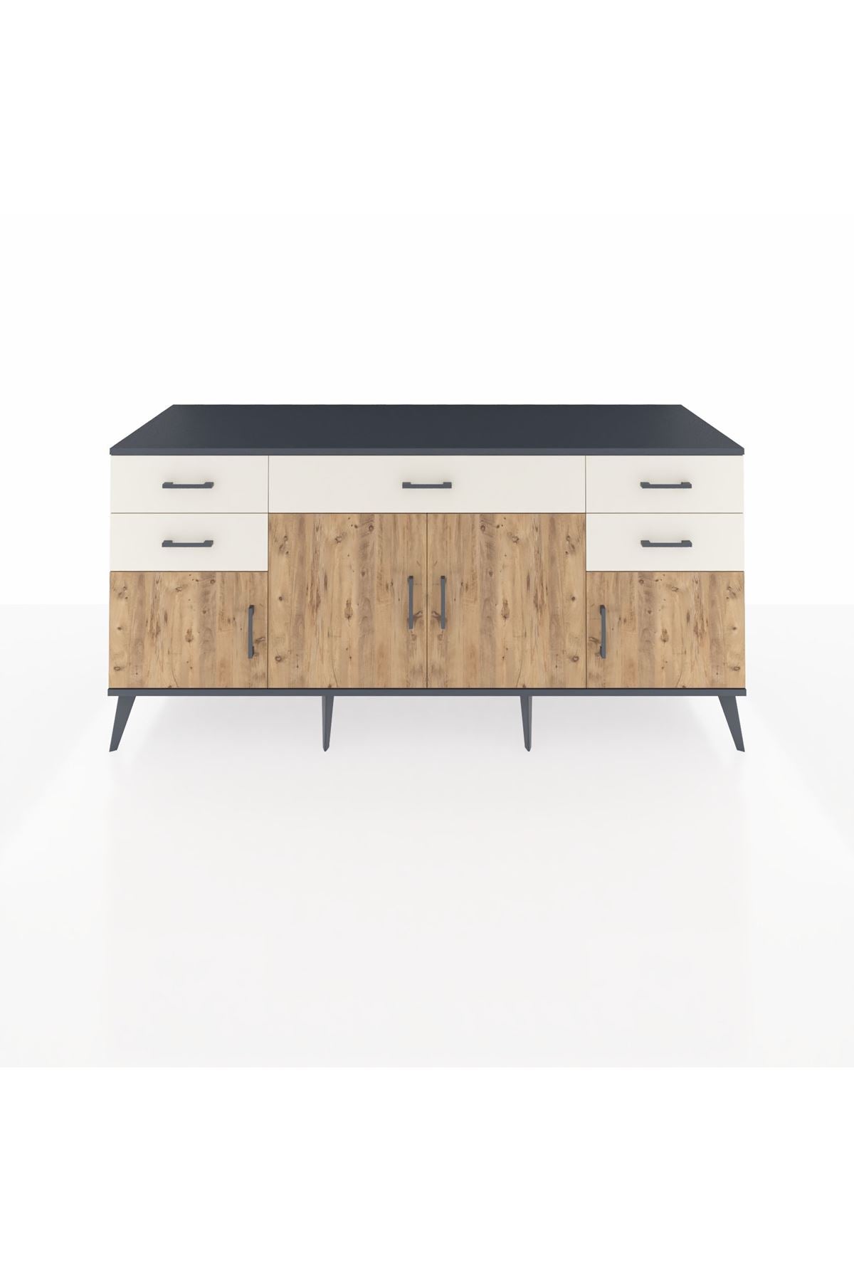 Kronos Konsol Tek Raflı 5 Çekmeceli 4 Kapaklı 176x59x83 - S610M026V10C