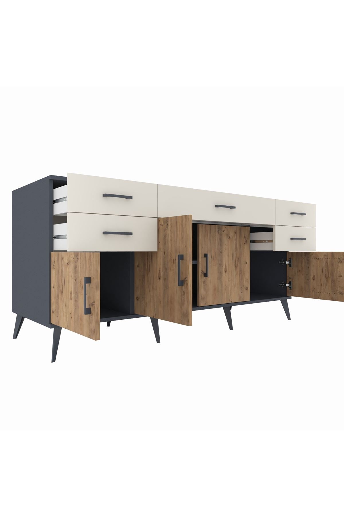 Kronos Konsol Tek Raflı 5 Çekmeceli 4 Kapaklı 176x59x83 - S610M026V10C