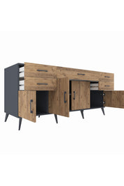 Kronos Konsol Tek Raflı 5 Çekmeceli 4 Kapaklı 176x59x83 - S610M026V12C