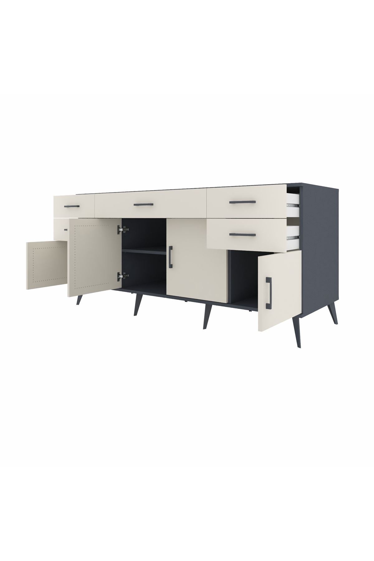 Kronos Konsol Tek Raflı 5 Çekmeceli 4 Kapaklı 176x59x83 - S610M026V13C