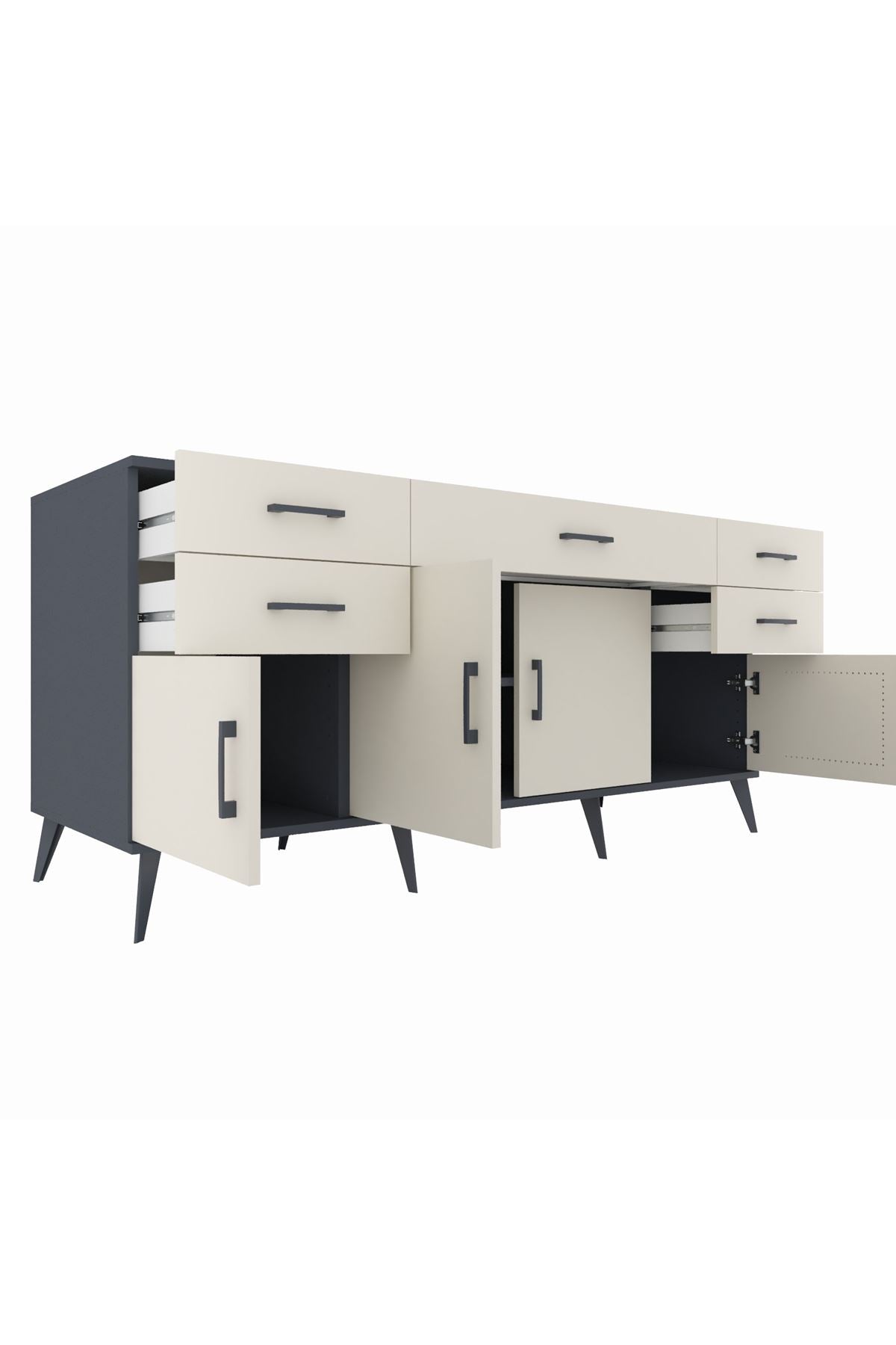 Kronos Konsol Tek Raflı 5 Çekmeceli 4 Kapaklı 176x59x83 - S610M026V13C