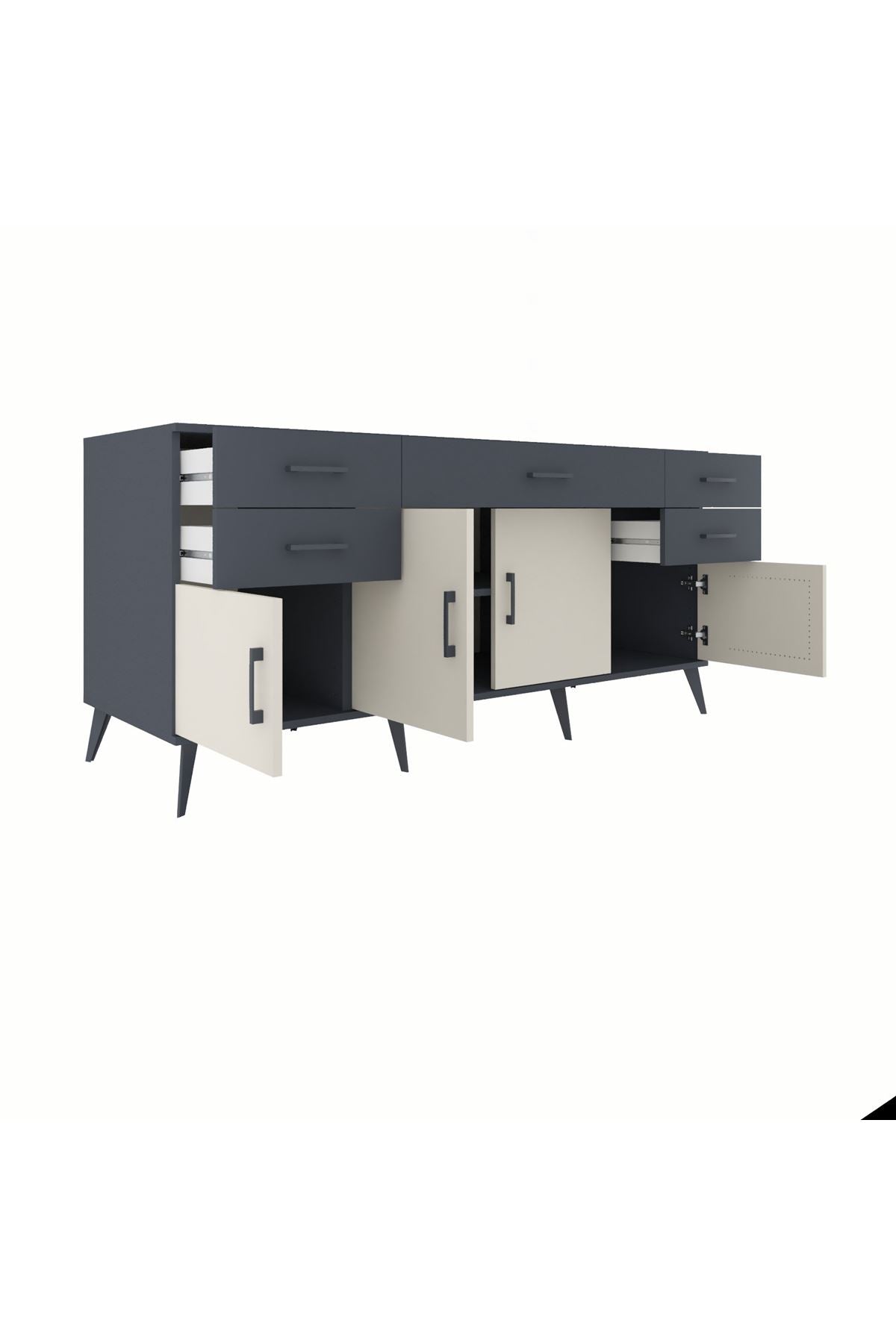 Kronos Konsol Tek Raflı 5 Çekmeceli 4 Kapaklı 176x59x83 - S610M026V14C