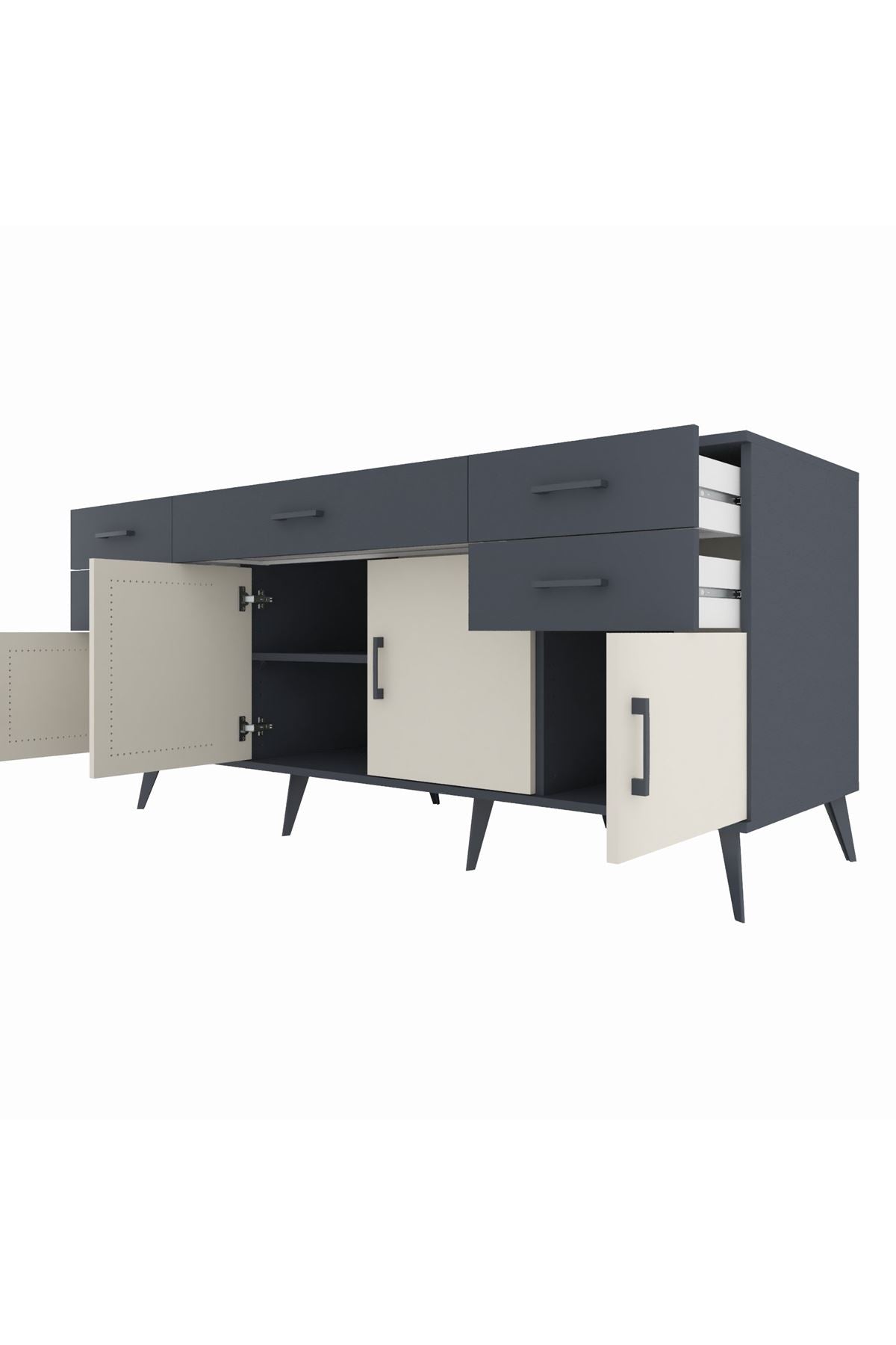 Kronos Konsol Tek Raflı 5 Çekmeceli 4 Kapaklı 176x59x83 - S610M026V14C