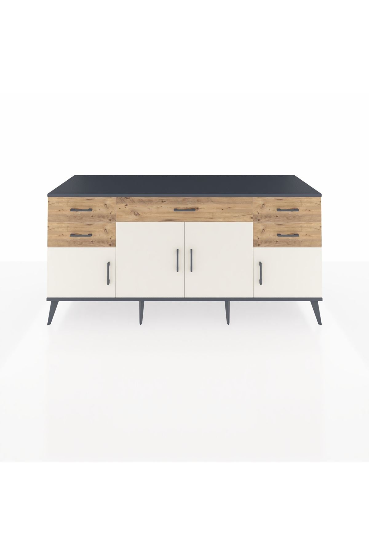 Kronos Konsol Tek Raflı 5 Çekmeceli 4 Kapaklı 176x59x83 - S610M026V15C