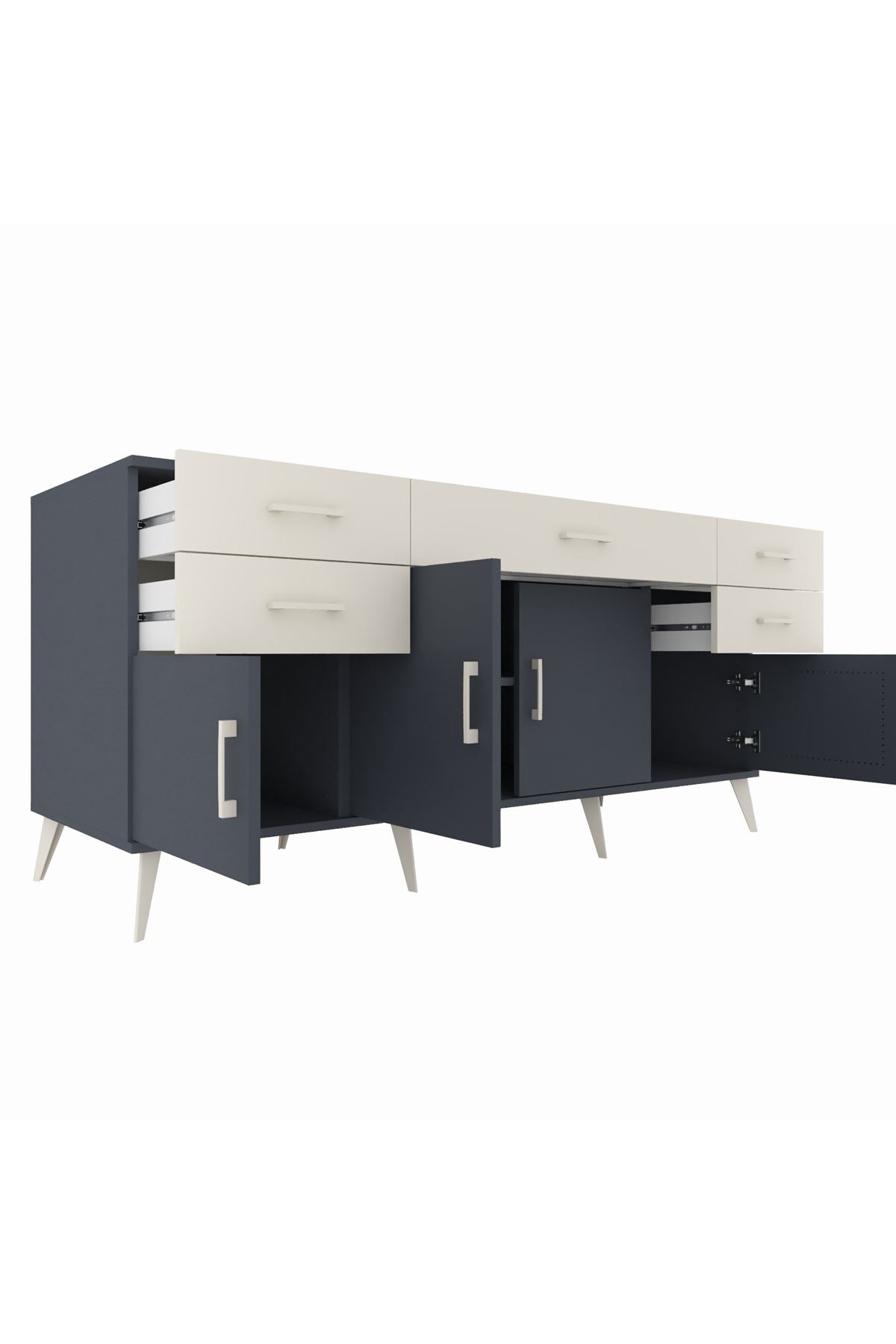 Kronos Konsol Tek Raflı 5 Çekmeceli 4 Kapaklı 176x59x83 - S610M026V16C