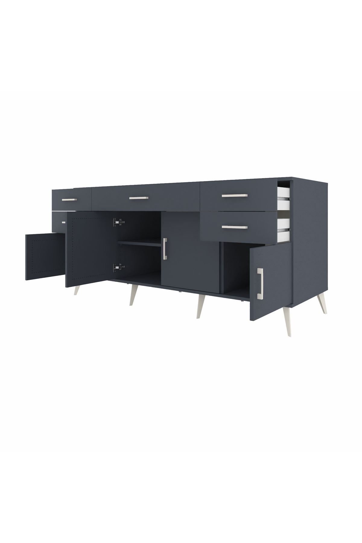 Kronos Konsol Tek Raflı 5 Çekmeceli 4 Kapaklı 176x59x83 - S610M026V17C