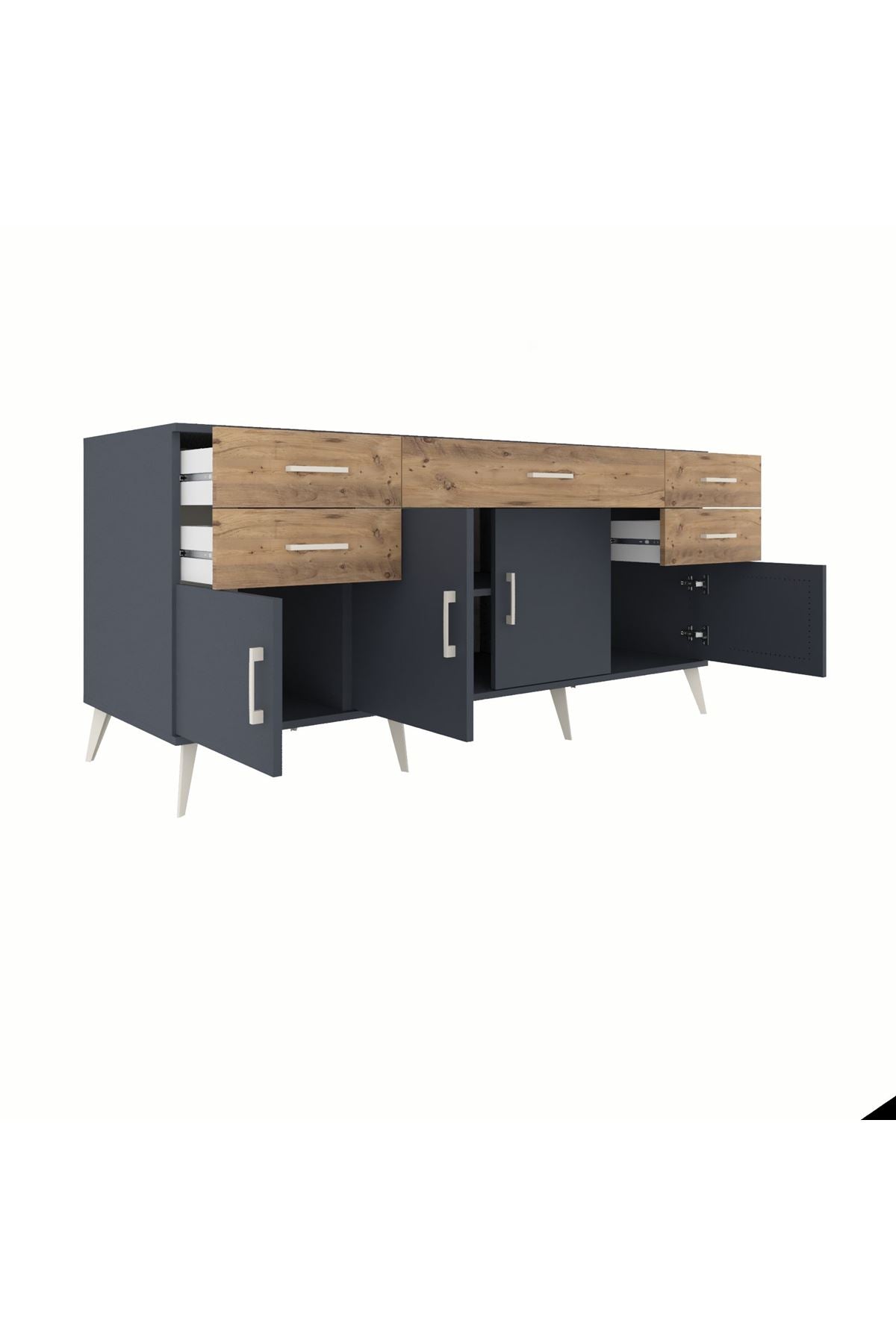 Kronos Konsol Tek Raflı 5 Çekmeceli 4 Kapaklı 176x59x83 - S610M026V18C