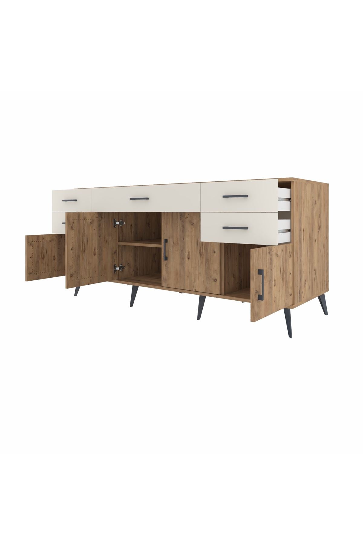 Kronos Konsol Tek Raflı 5 Çekmeceli 4 Kapaklı 176x59x83 - S610M026V19C