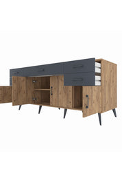 Kronos Konsol Tek Raflı 5 Çekmeceli 4 Kapaklı 176x59x83 - S610M026V20C