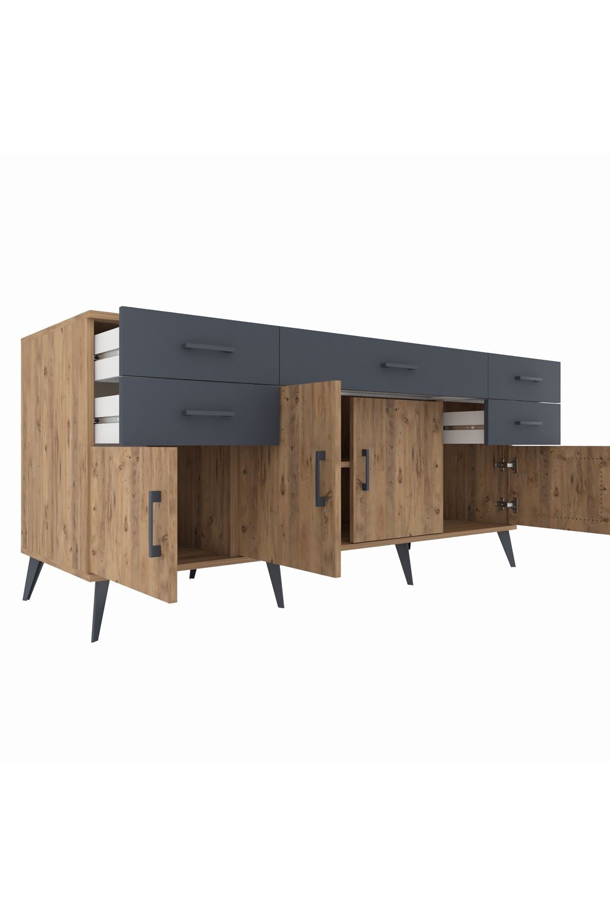 Kronos Konsol Tek Raflı 5 Çekmeceli 4 Kapaklı 176x59x83 - S610M026V20C