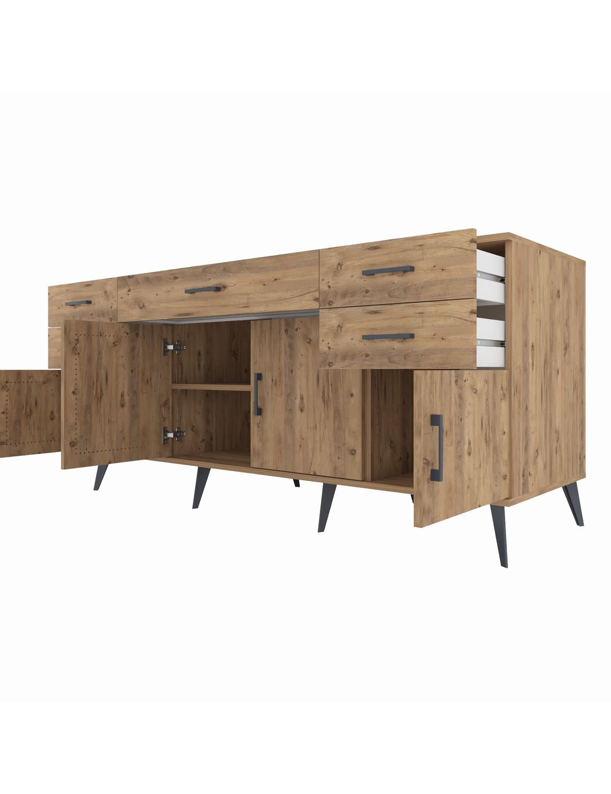 Kronos Konsol Tek Raflı 5 Çekmeceli 4 Kapaklı 176x59x83 - S610M026V21C