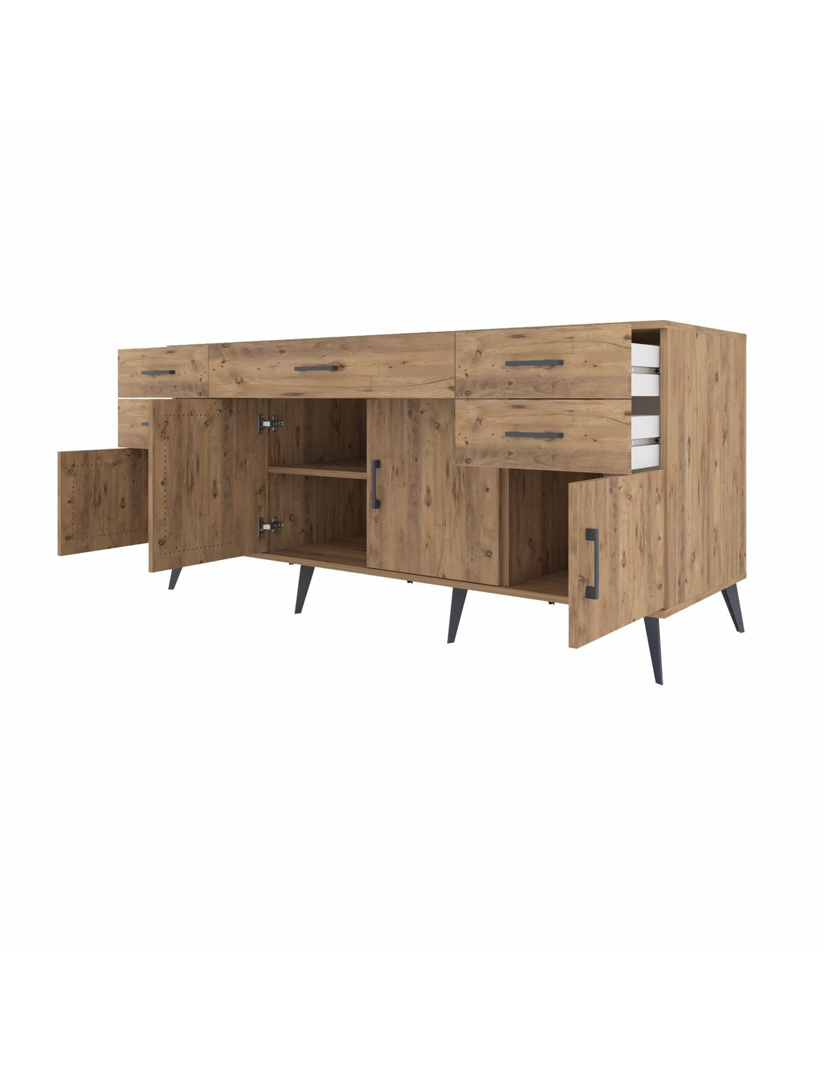 Kronos Konsol Tek Raflı 5 Çekmeceli 4 Kapaklı 176x59x83 - S610M026V21C