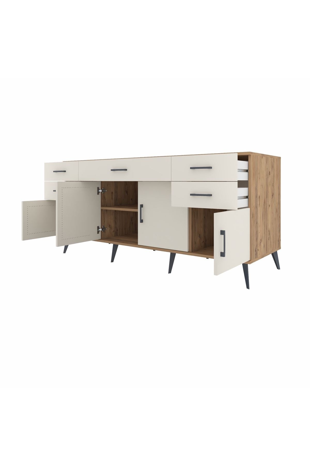 Kronos Konsol Tek Raflı 5 Çekmeceli 4 Kapaklı 176x59x83 - S610M026V22C