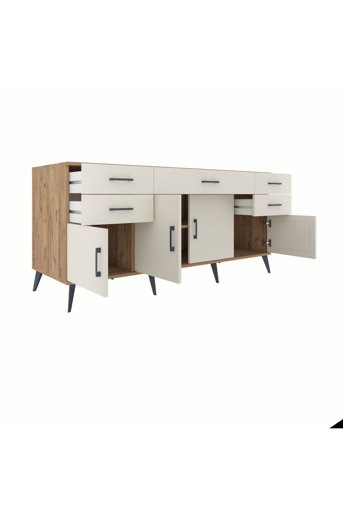 Kronos Konsol Tek Raflı 5 Çekmeceli 4 Kapaklı 176x59x83 - S610M026V22C