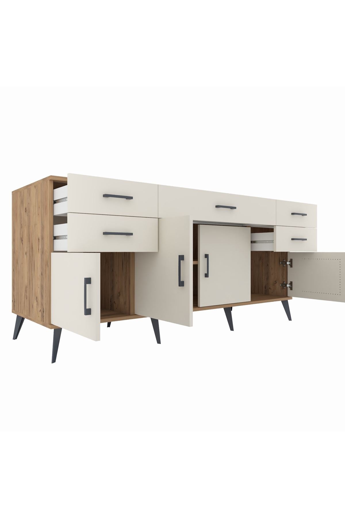 Kronos Konsol Tek Raflı 5 Çekmeceli 4 Kapaklı 176x59x83 - S610M026V22C