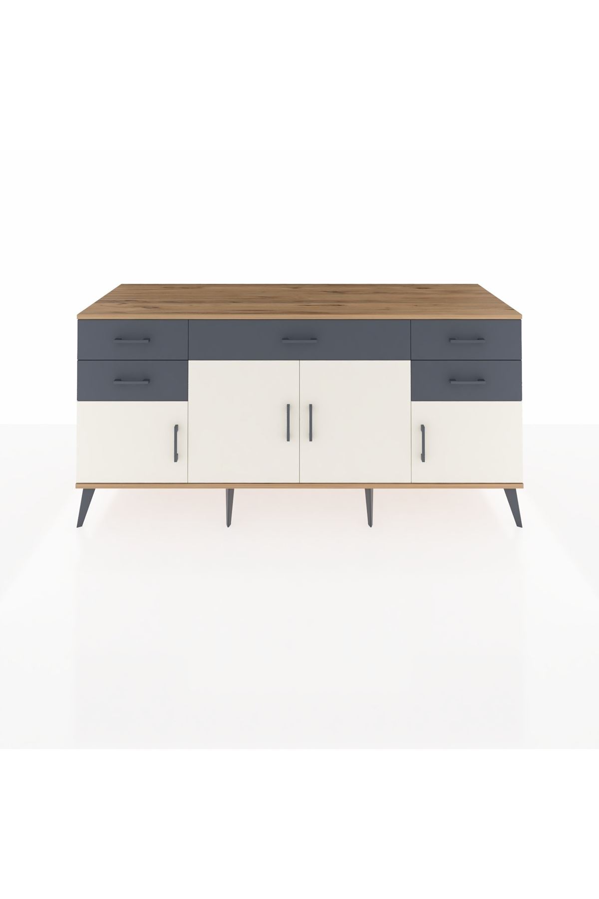 Kronos Konsol Tek Raflı 5 Çekmeceli 4 Kapaklı 176x59x83 - S610M026V23C