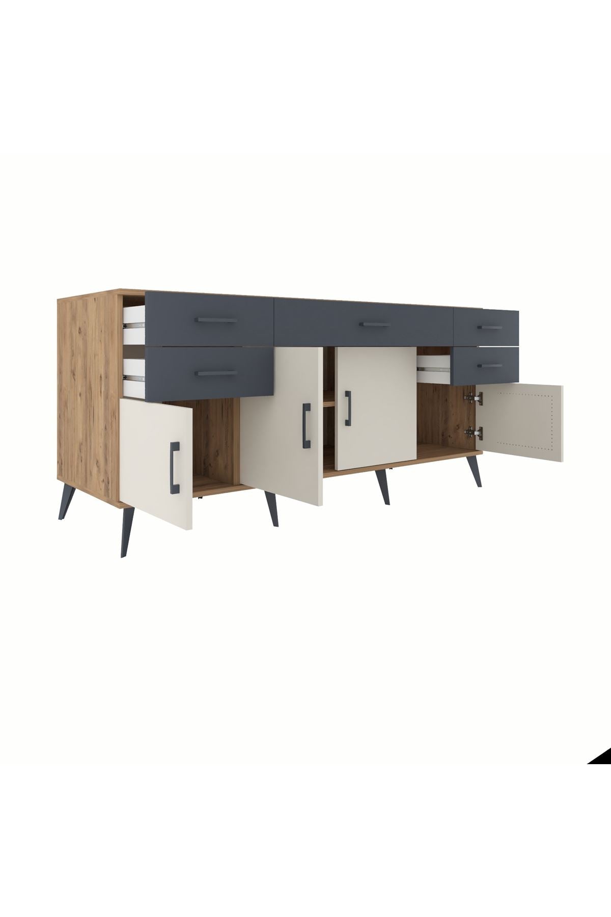 Kronos Konsol Tek Raflı 5 Çekmeceli 4 Kapaklı 176x59x83 - S610M026V23C