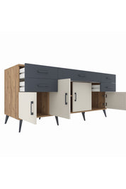 Kronos Konsol Tek Raflı 5 Çekmeceli 4 Kapaklı 176x59x83 - S610M026V23C