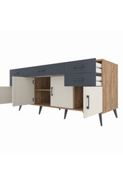 Kronos Konsol Tek Raflı 5 Çekmeceli 4 Kapaklı 176x59x83 - S610M026V23C