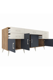 Kronos Konsol Tek Raflı 5 Çekmeceli 4 Kapaklı 176x59x83 - S610M026V25C