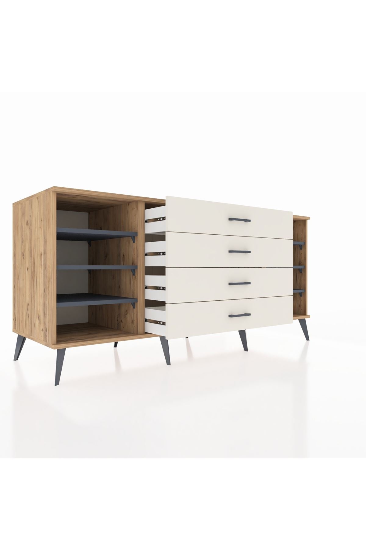 Kronos Konsol 6 Raflı 4 Çekmeceli 176x59x83 - S610M027V25C