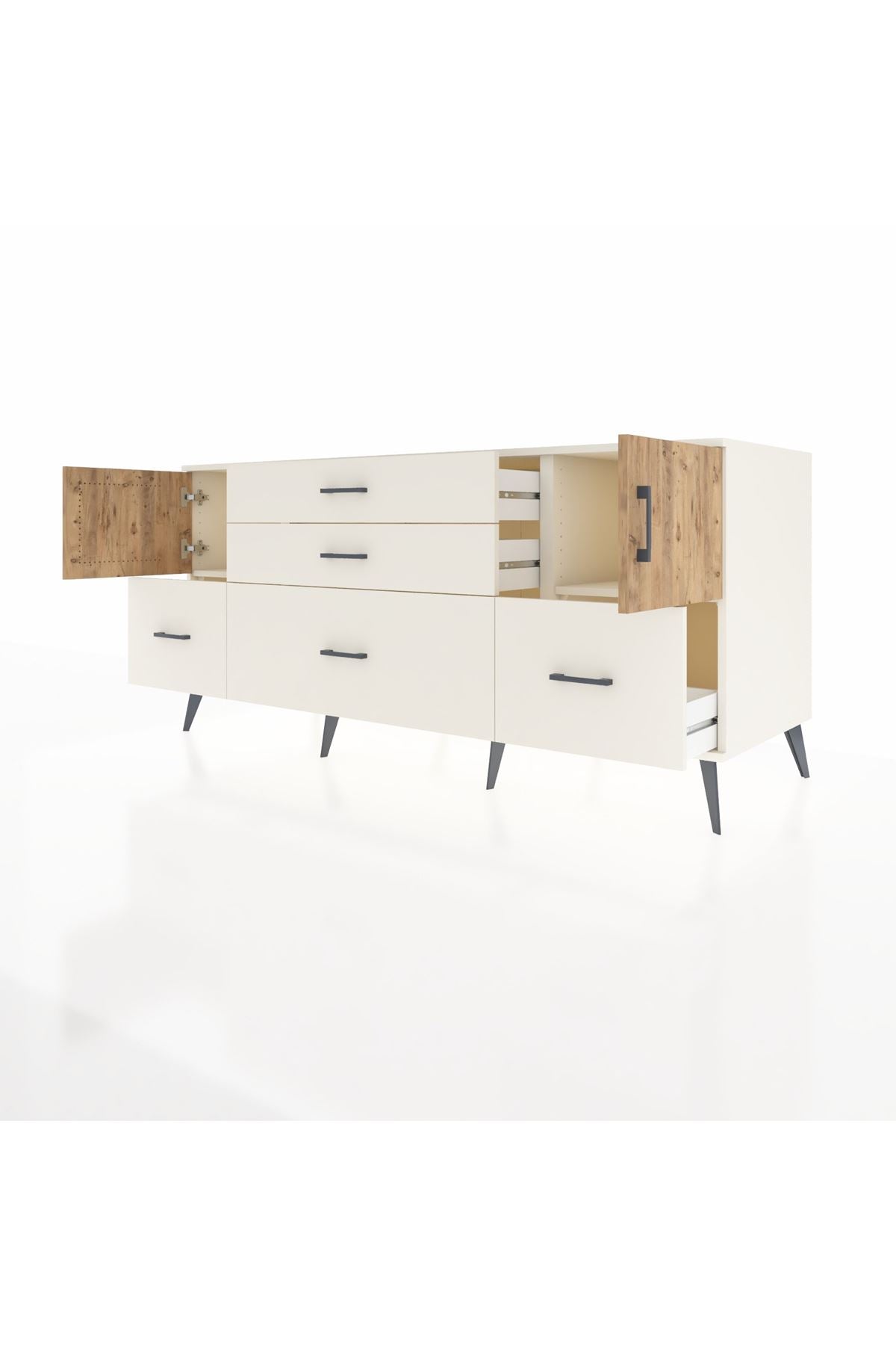 Kronos Konsol 2 Raflı 5 Çekmeceli 2 Kapaklı 176x59x83 - S610M029V01C