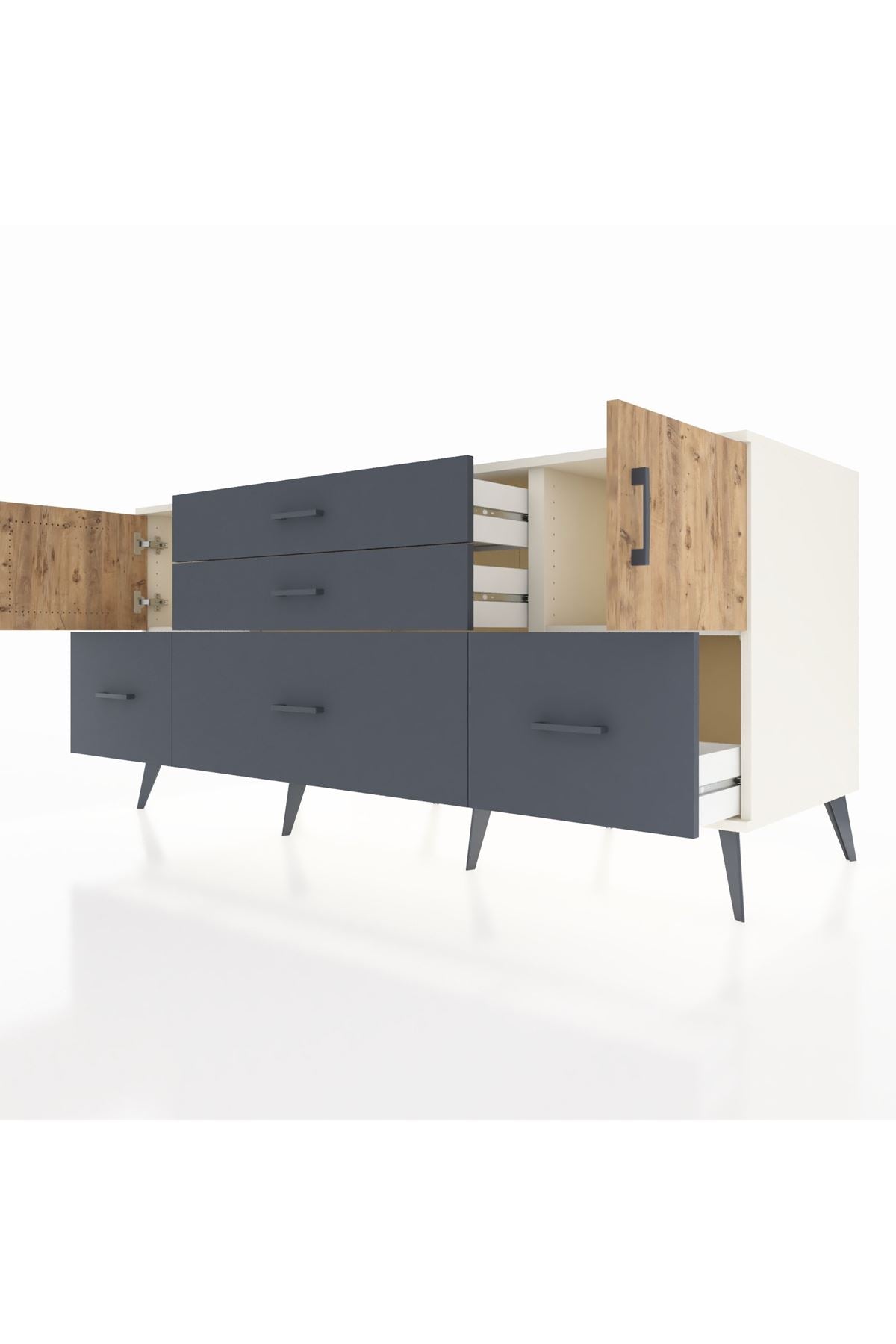 Kronos Konsol 2 Raflı 5 Çekmeceli 2 Kapaklı 176x59x83 - S610M029V02C