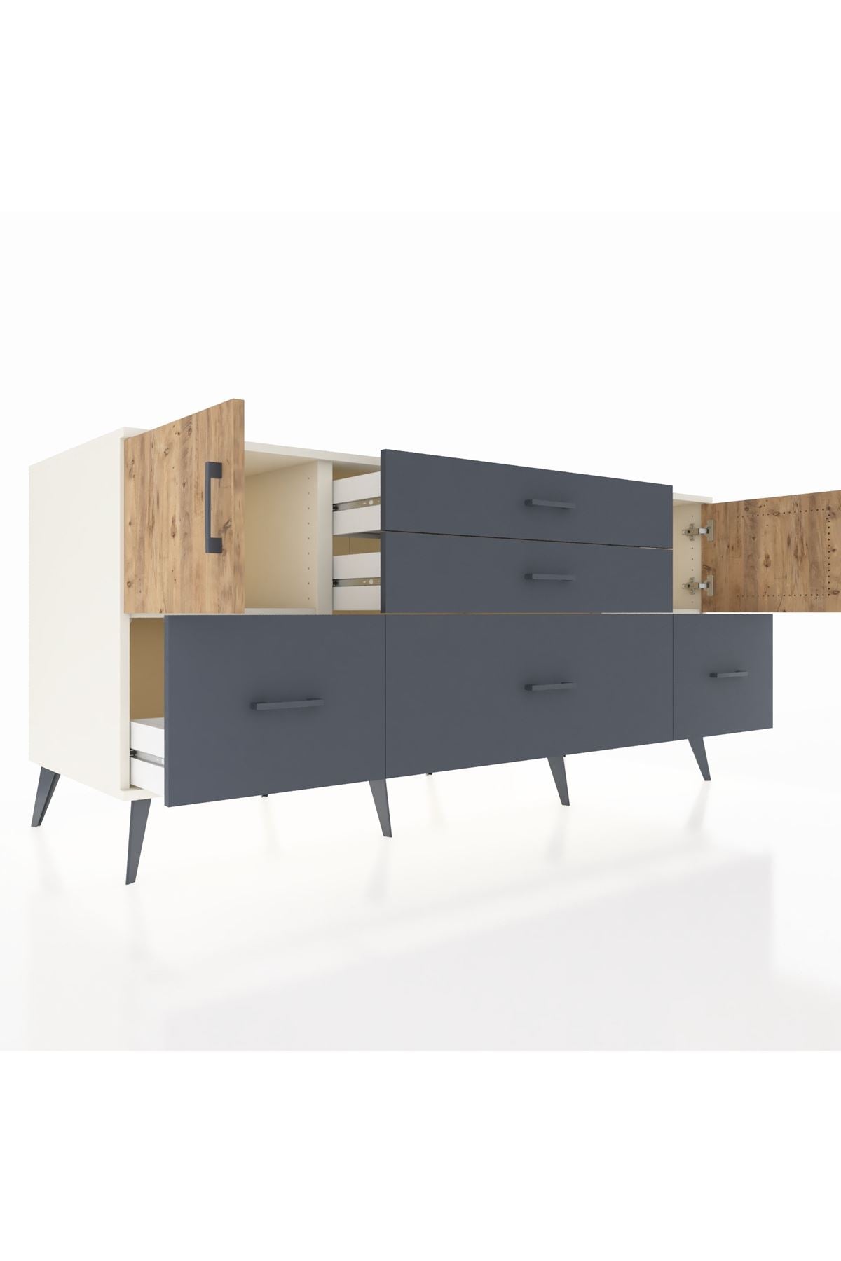 Kronos Konsol 2 Raflı 5 Çekmeceli 2 Kapaklı 176x59x83 - S610M029V02C