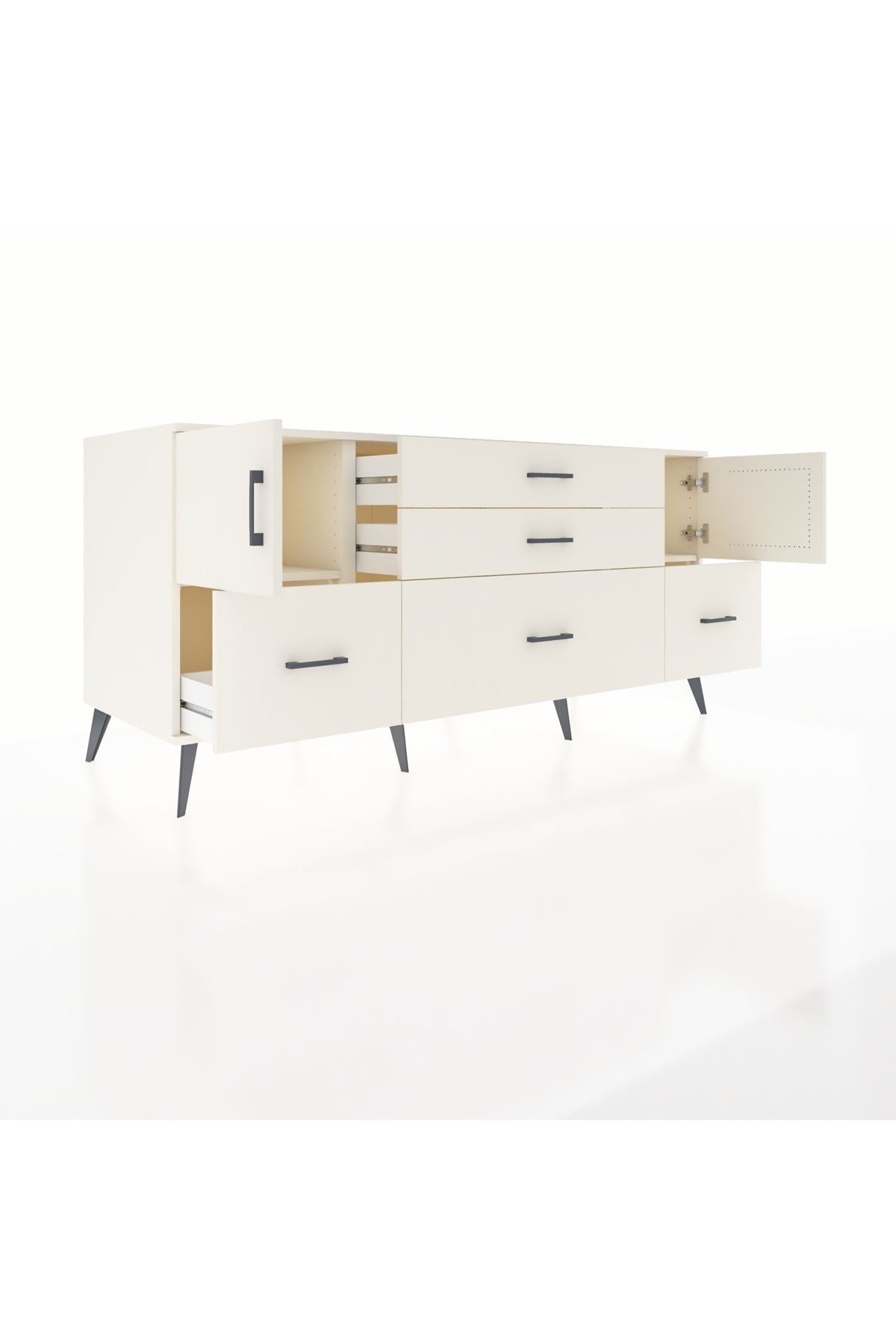 Kronos Konsol 2 Raflı 5 Çekmeceli 2 Kapaklı 176x59x83 - S610M029V04C