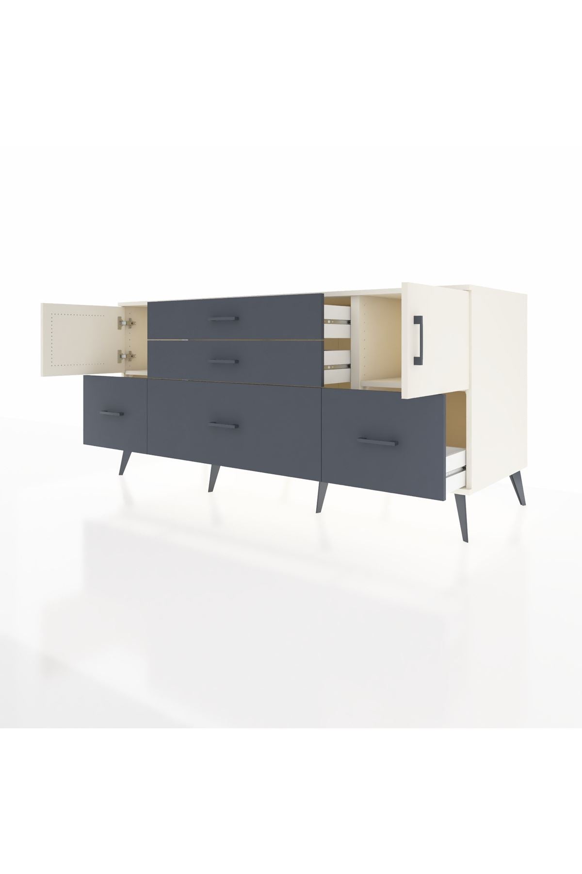 Kronos Konsol 2 Raflı 5 Çekmeceli 2 Kapaklı 176x59x83 - S610M029V05C