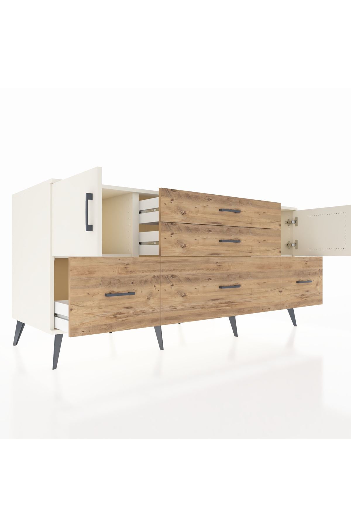 Kronos Konsol 2 Raflı 5 Çekmeceli 2 Kapaklı 176x59x83 - S610M029V06C