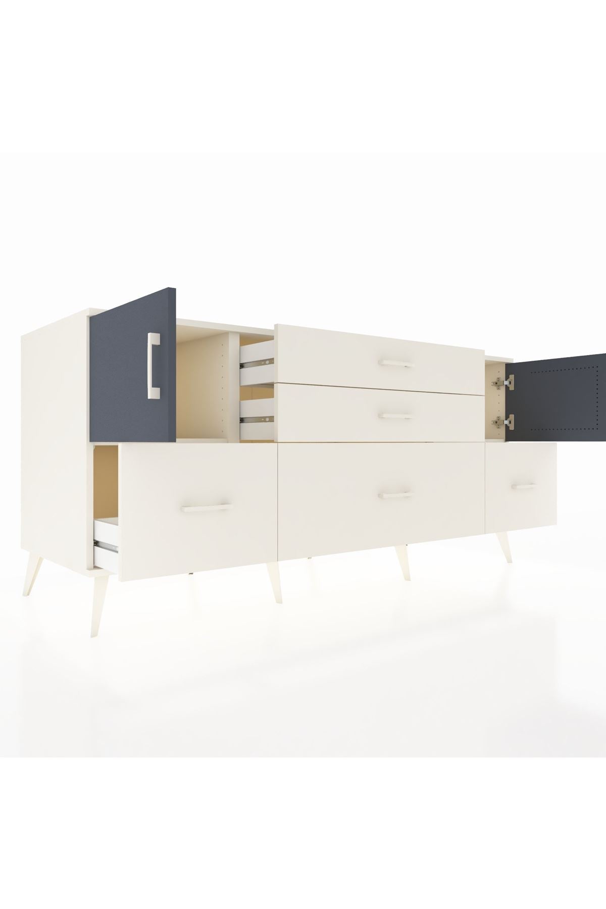 Kronos Konsol 2 Raflı 5 Çekmeceli 2 Kapaklı 176x59x83 - S610M029V07C